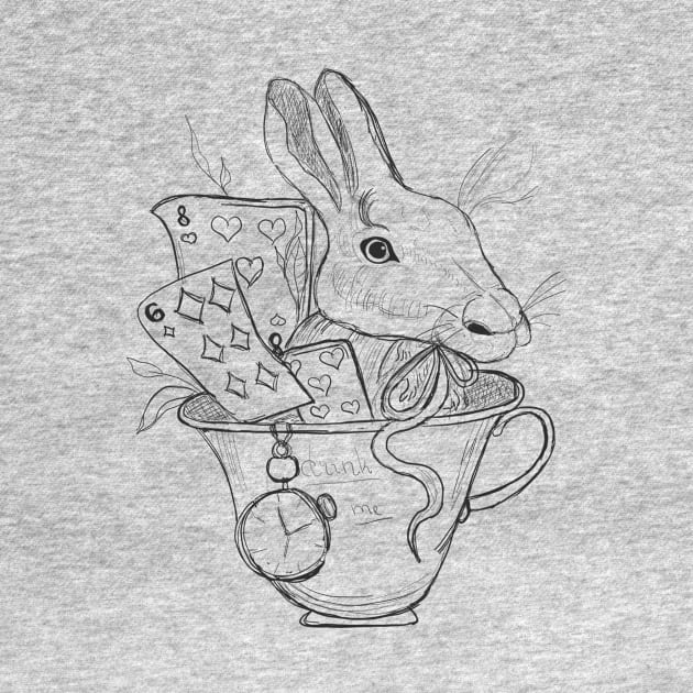 The white Rabbit in a mug by Carriefamous